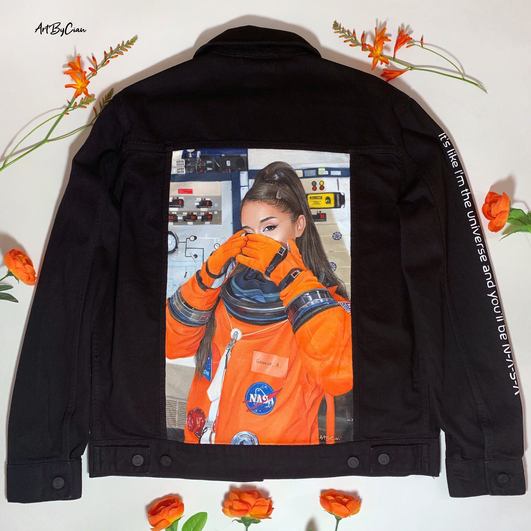 Cian Halliwell on Twitter: "NASA X @ArianaGrande custom jacket I painted  https://t.co/xgmaFG0di7" / Twitter