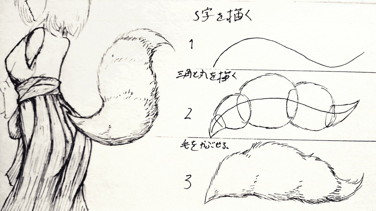 個人的、もふもふ尻尾の描き方。 