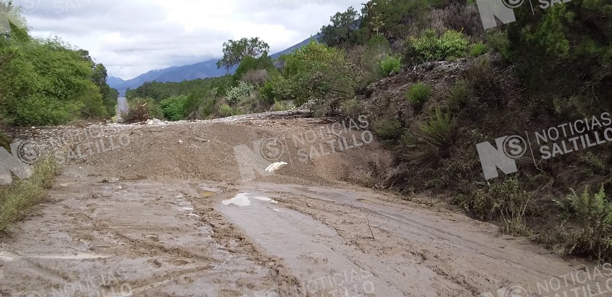 nSaltillo's tweet photo. Así quedó la carretera que lleva al ejido El Tunal de #Arteaga tras el paso de Hanna por la región. Autoridades de aquel municipio ya supervisan el área para comenzar con labores de limpieza lo más pronto posible https://t.co/VtQWlyKooN