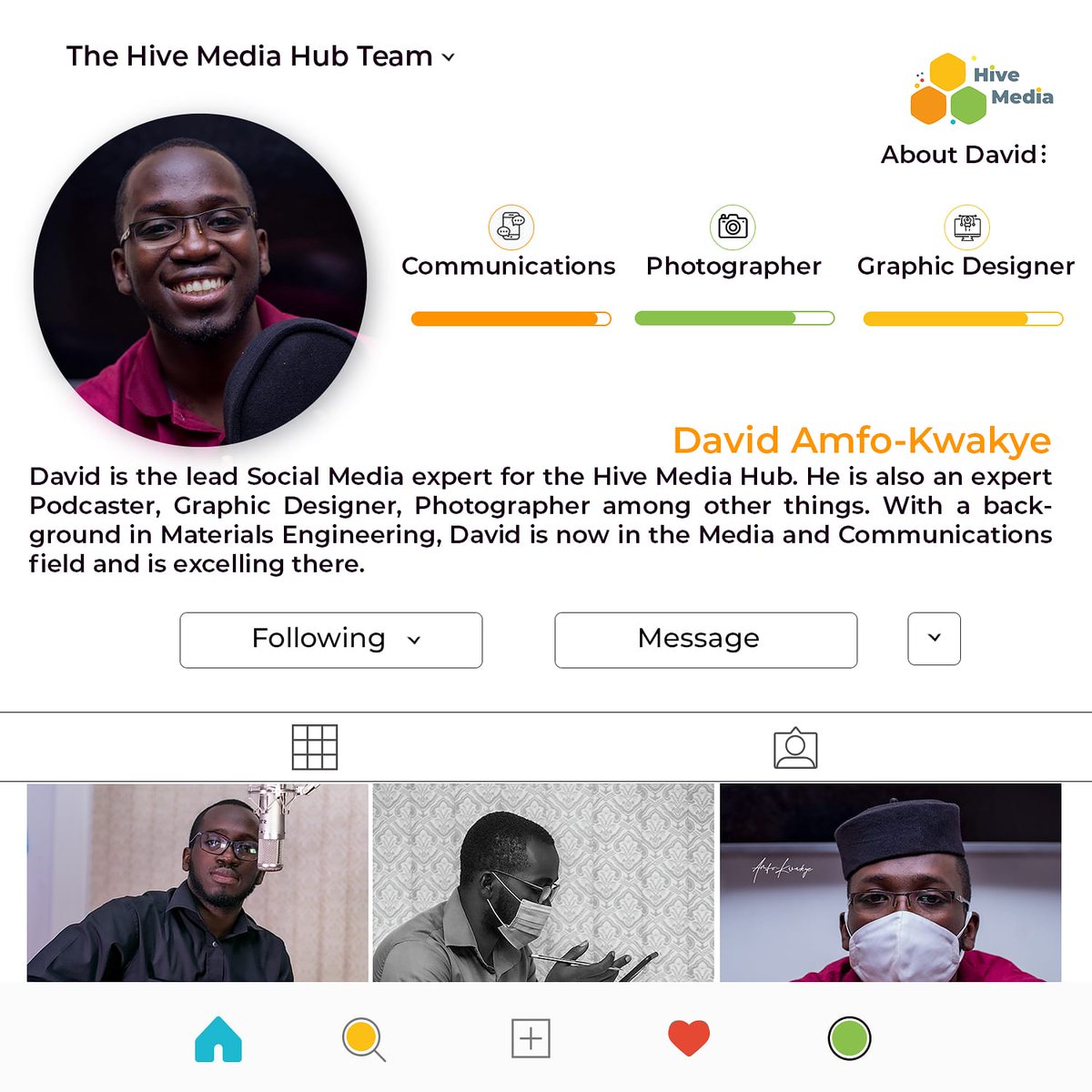 hivemedia_hub's tweet photo. We begin with Amfo-Kwakye David, a lead member of the Hive Media Hub. With experience as a Social Media Manager and Podcaster, he contributes to the success of our daily activities as a Hub.

Check him out on all social media  platforms, David Amfo-Kwakye.

#TeamProfiling https://t.co/Wmf4X3TNiH