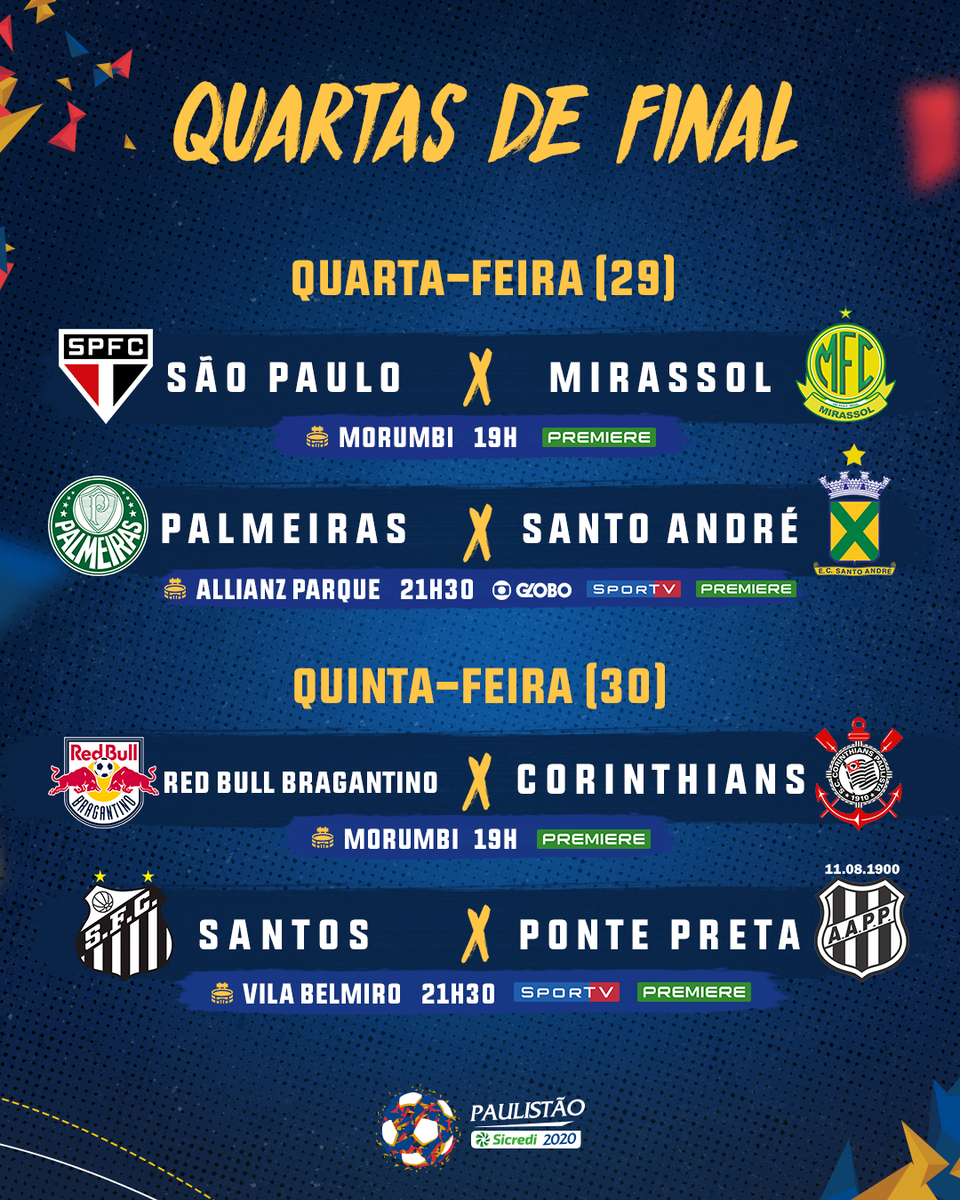 Paulistão on X: TEM QUARTAS DE FINAL VINDO AÍ! 🔥 #FutebolPaulista  #PaulistãoSicredi  / X