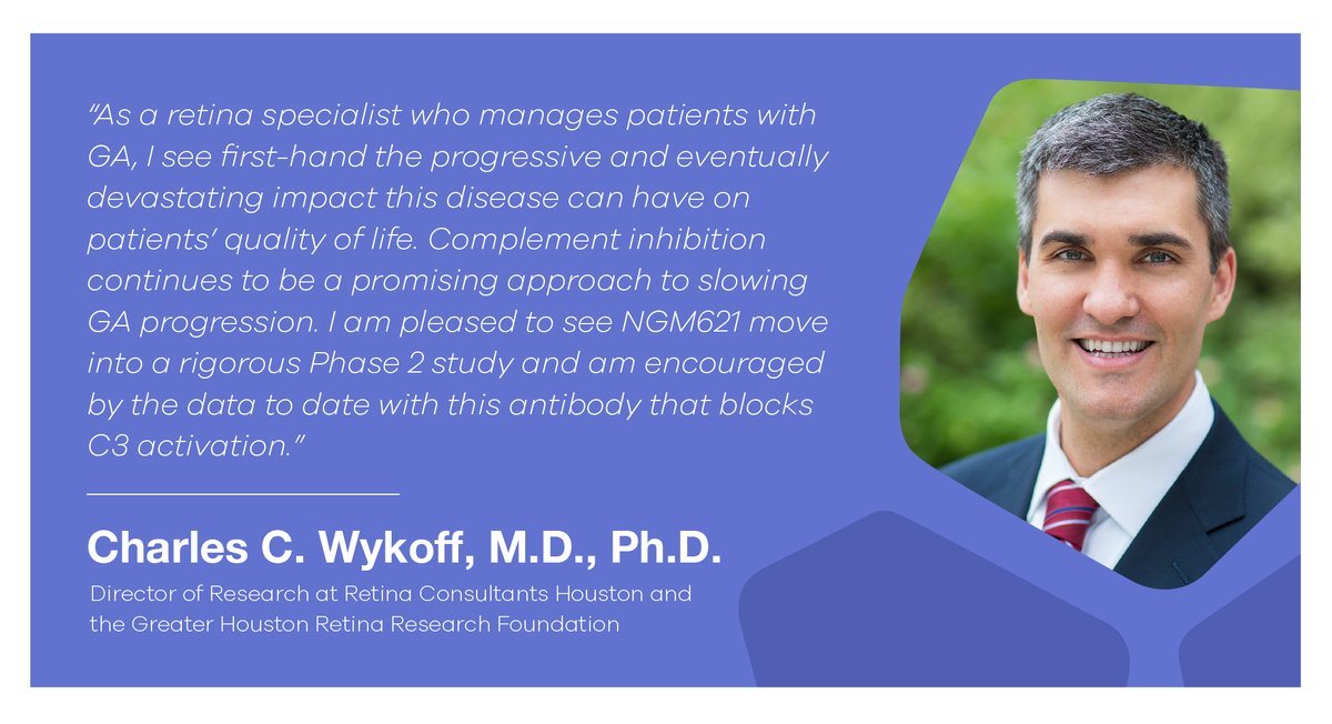 NGM Bio (@ngmbio) on Twitter photo Dr. Charles Wykoff <a href="/TXRetinaSurgeon/">Charles Wykoff MD</a> comments on the unmet need of patients with #geographicatrophy and the advancement of NGM621 into Phase 2 study ... Dr. Charles Wykoff <a href="/TXRetinaSurgeon/">Charles Wykoff MD</a> comments on the unmet need of patients with #geographicatrophy and the advancement of NGM621 into Phase 2 study ...