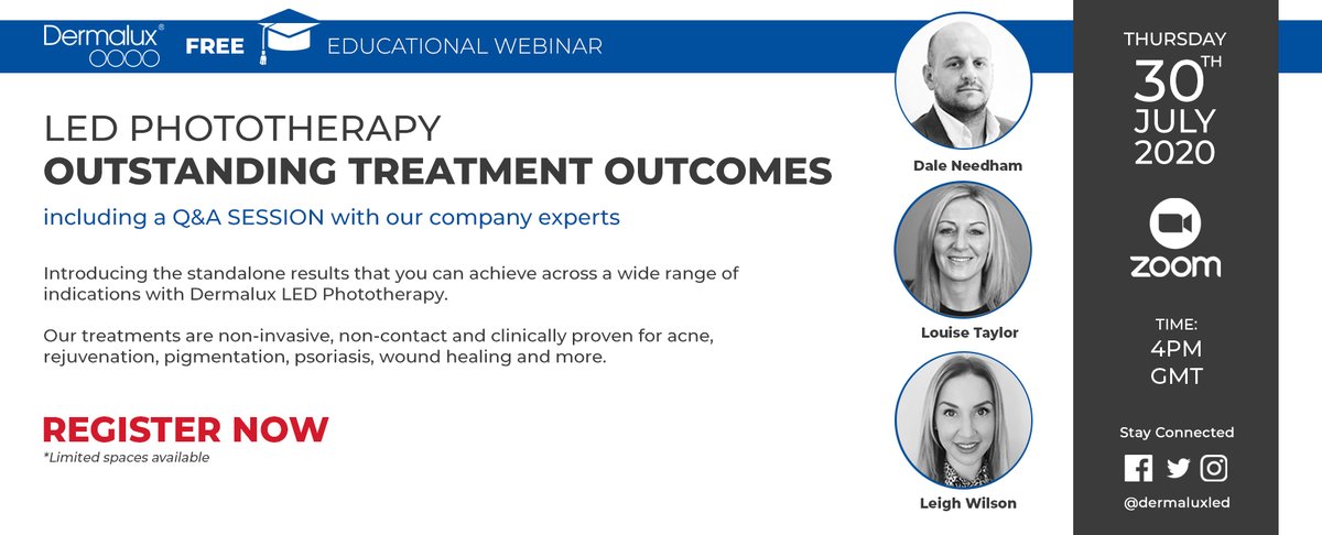 Introducing the standalone results that you can achieve across a wide range of indications with Dermalux LED Phototherapy.

Webinar tomorrow at 4pm! Register here - bit.ly/DermaluxWebinar

#wigmoremedical #dermalux #ledphototherapy #phototherapy  #webinar #onlinetraining