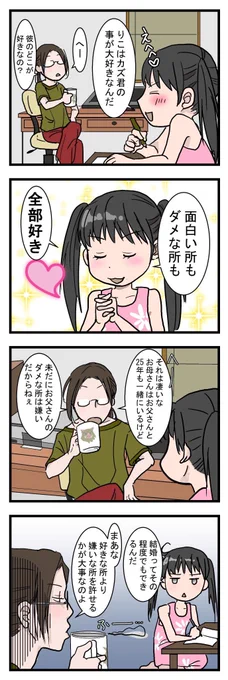 【おじょうさんはド直球⚾️⑩】
オカンとおじょうさんの夜の恋バナ
#おじょうさんはド直球 
#直球娘
#育児漫画 
#4コマ漫画 