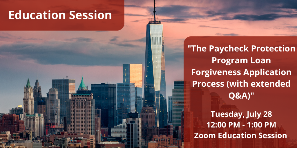 alanyc's tweet photo. Join us tomorrow, July 28th at 12pm for “The Paycheck Protection Program Loan Forgiveness Application Process (with extended Q&A).” This is free for members & business partners, $35 for member guests & non-members. Register here: https://t.co/Dj8QpUuwy9
#ALABuzz #ALANYCisLearning https://t.co/ipLCHXCyPy