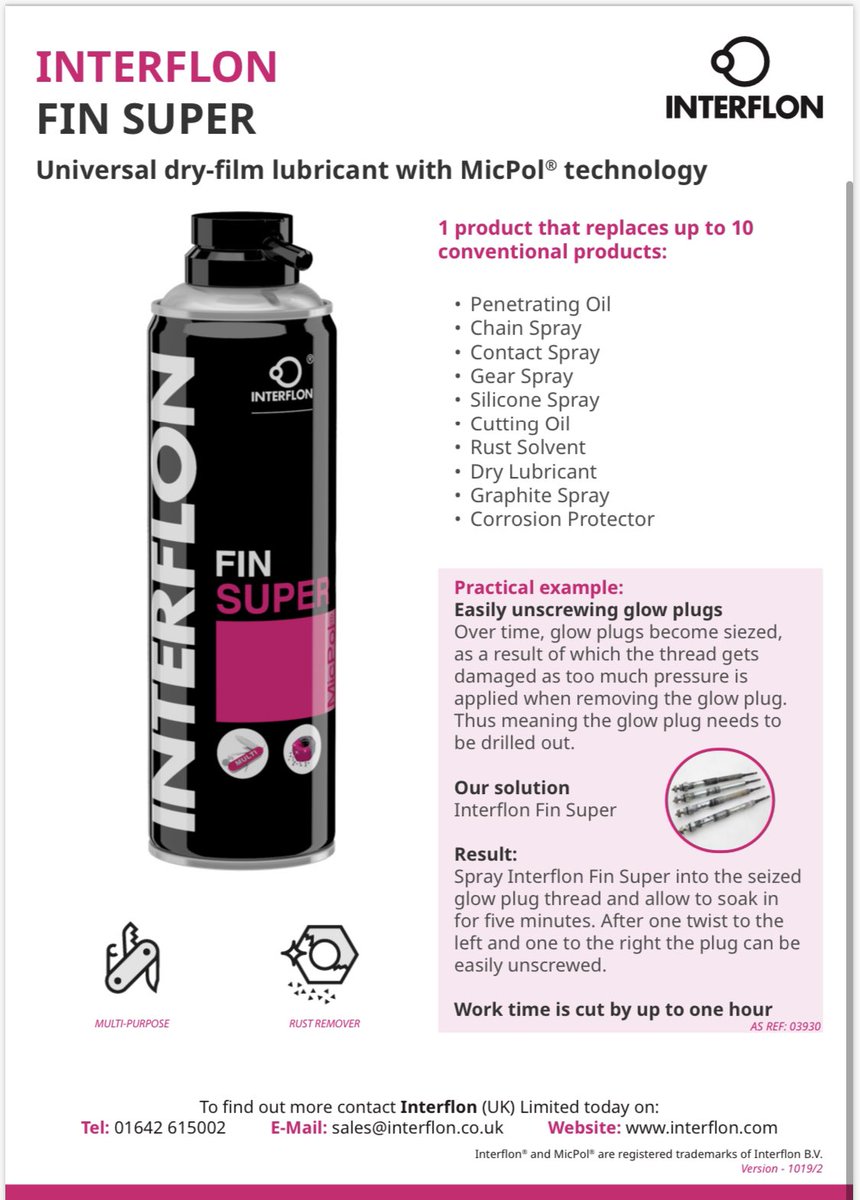 InterflonUK's tweet image. Bikes, cars, locks,garden machinery plus more! 

Rejuvenates rubber seals &amp;amp; brings plastics back to black. Dissolves rust &amp;amp; protects against corrosion. 

Possibly the best release agent money can buy,All this in just 1 can 

ebay.co.uk/sch/i.html?sid…

#bike #maintenace #mower #lock