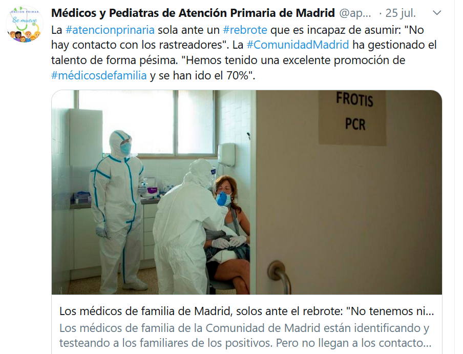 je_pala's tweet photo. Con los centros de salud colapsados o al borde del colapso
Con la segunda ola subiendo
Tras los centros de salud colapsarán las urgencias y luego las UCI, como fichas de dominó
Siento decirlo, son malas noticias, pero ignorar lo que sucede es letal en una pandemia https://t.co/McJW1XdVQG