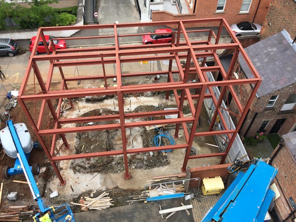JamdacD's tweet photo. What a difference a day makes!!!

Our steel frame has gone up over the course of Saturday on site @ #WellingtonPark 

Thanks to NMKSteel 

Over to @CreaghConcrete for the pre-cast floors &amp; stairs in the coming weeks.

#Construction #Property #NIproperty #Barcro https://t.co/OuTa0AFwAS