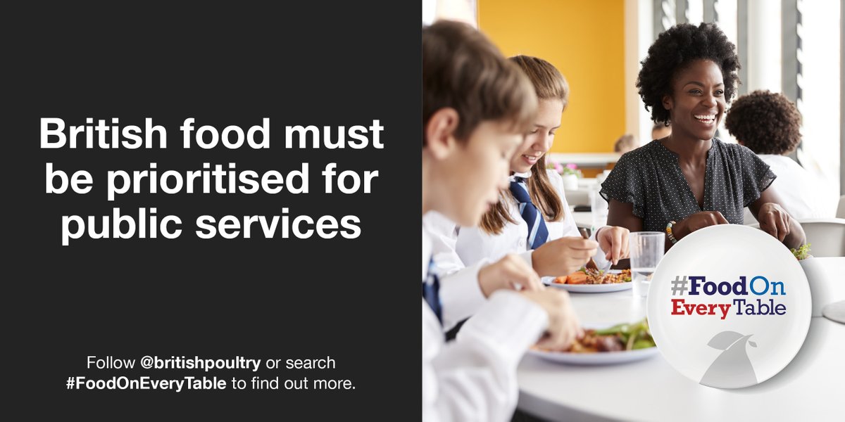 britishpoultry's tweet photo. We believe that the food we feed our children in schools must be safe, nutritious and affordable British food grown to British standards. We must deliver a food system that guarantees this for all. #FoodOnEveryTable 🍽️ https://t.co/iA0JQBtqMW