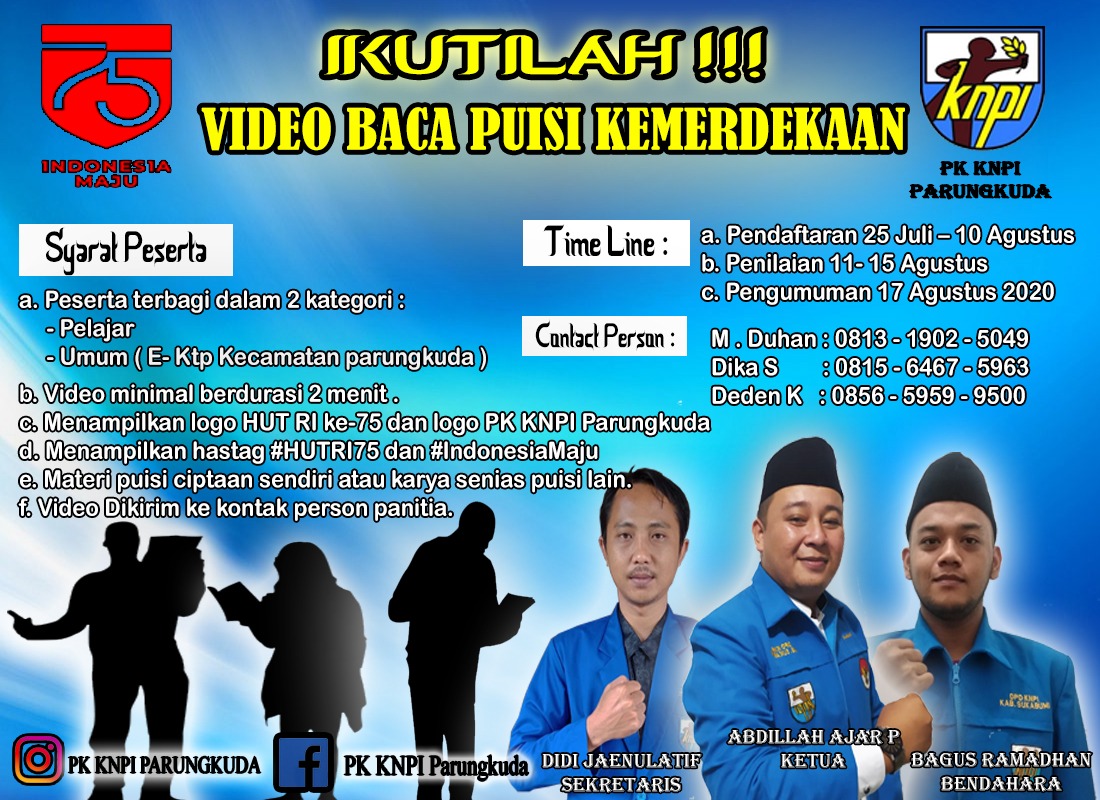 Kuyy.... Mari berkreasi memeriahkn hut RI ke 75.... Pndemi bukan halangan tetap patuhi protokol kesehatan, dan berkarya untuk #Indonesiamaju #PEMUDAJAYA #PEMUDABAHAGIA
