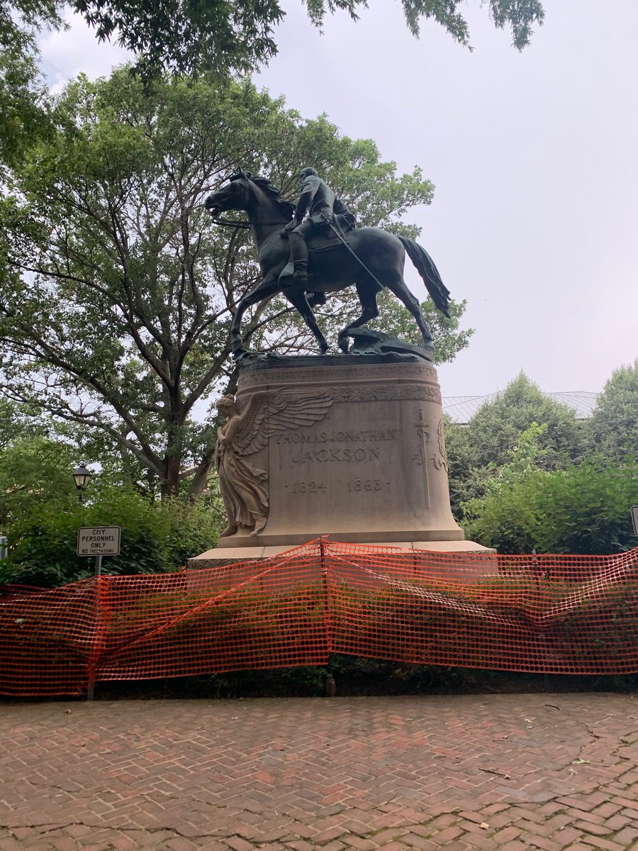 The thing I'll say about Stonewall Jackson: the monument is just huge.One big reason I came to Charlottesville was because after sundown, armed white dudes have been volunteering to guard these statues from would-be vandals and protesters. They claim the cops are ok with it.