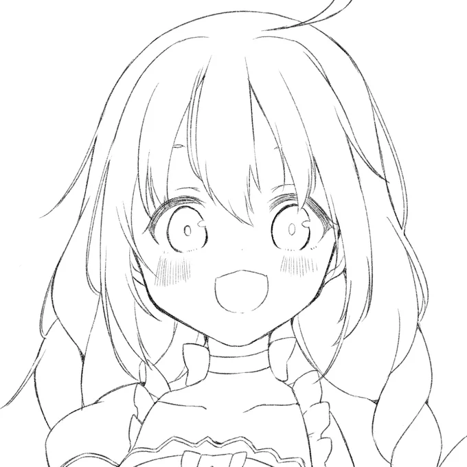 ちーちゃん描き中。明日くらいに完成させたいけど、Apexもやりたい 