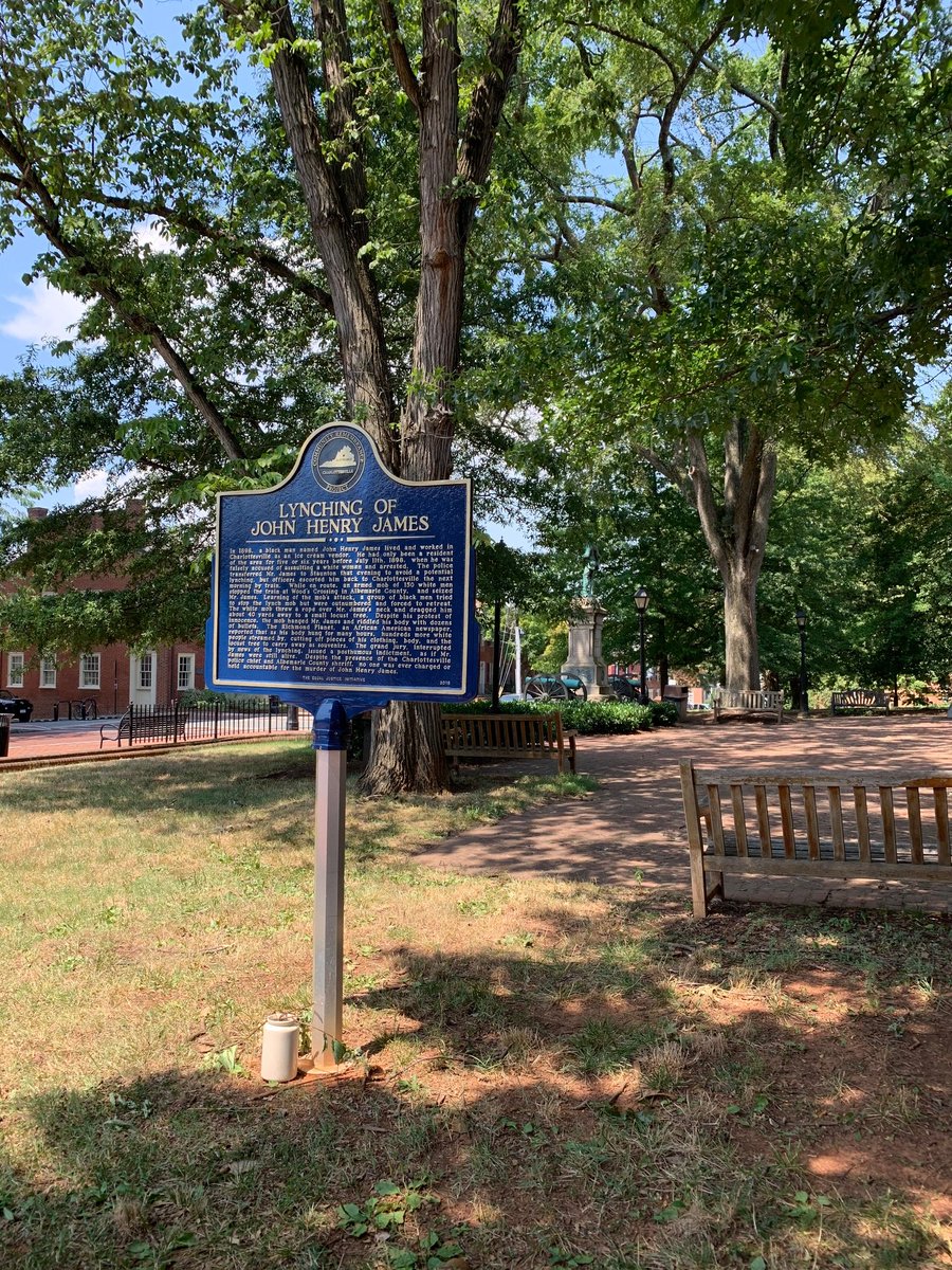 From that corner, you can also pivot and learn the tragic story of a Black man named John Henry James.The last sentence of James's story, as it's recounted on this plaque, is illustrative of the racism that pervaded city leadership for many decades after Reconstruction.