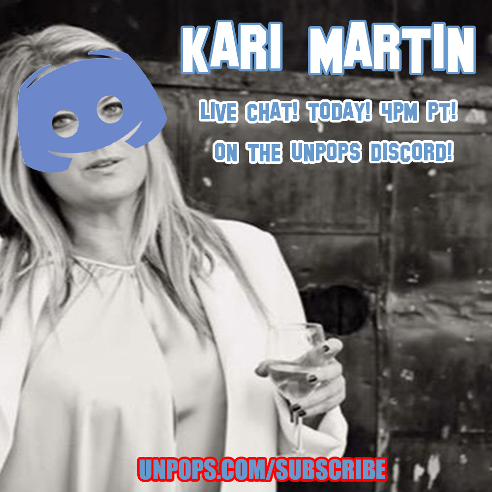 Want to talk to @karimartin722? You can do that today on the @Unpops @Discord at 4pm PT! Subscribers at the $10 Patreon level or higher have access! Check out unpops.com/subscribe for details!