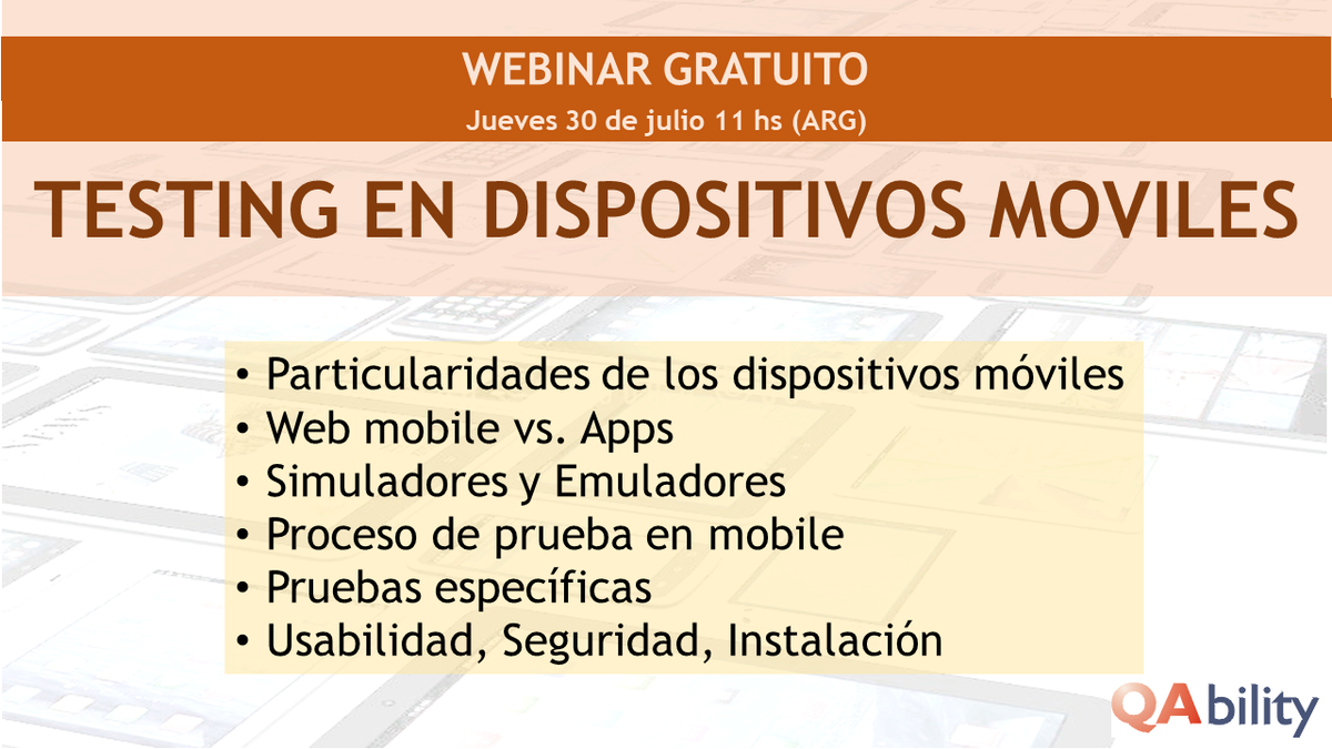 qability1's tweet photo. Este jueves vamos a estar dando la charla gratuita sobre Testing en Dispositivos Móviles, inscribite completando el formulario: https://t.co/x9vFbsNOWs
#testingonline #testing #QA  #qability #cursos2020 #cursos #capacitaciones #capacitación #cursosonline https://t.co/w9YBsXq5BU