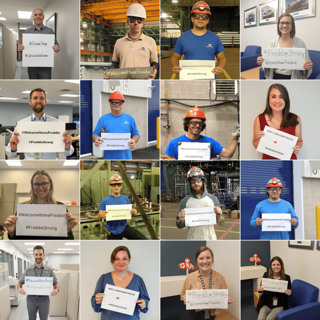 IrvingShipbuild's tweet photo. From our 2000+ shipbuilders at Irving Shipbuilding, #WelcomeHomeFreddie! #FreddieStrong #HMCSFredericton https://t.co/RmE8qXhPYN
