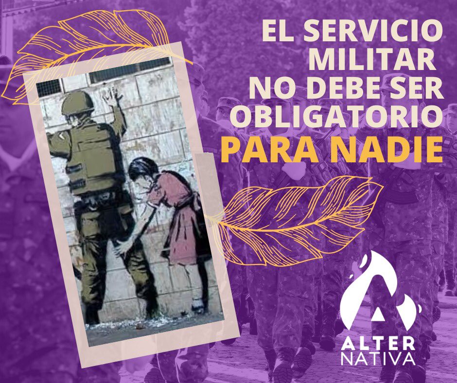 WenRamos09's tweet photo. #ServicioMilitarDebe dejar de ser obligatorio. La #Alternativa es rechazar la militarización de la vida y los territorios y apostar a una sociedad desmilitarizada y para la paz 🏳️ #YoObjetoPor el respeto a las convicciones 👇🏾#ParaLaGuerraNada 🤚🏽 https://t.co/nEXGzItnlV