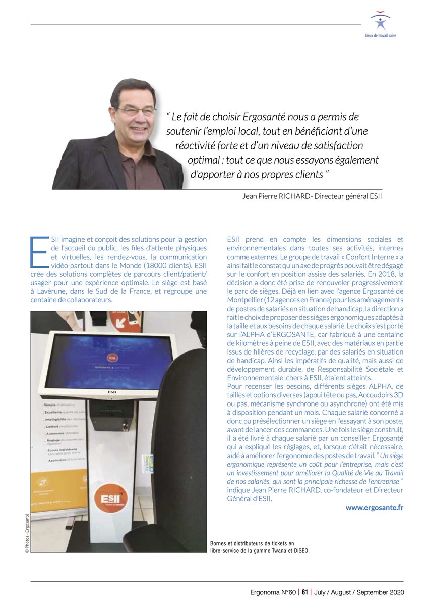 Le saviez-vous ❓ #Ergosanté est en couverture du magazine @Ergonoma, avec en prime un article sur la démarche d' <a href="/ESII_FR/">ESII</a> qui choisit Ergosanté pour améliorer les conditions de travail de ses salariés sédentaires ! 👏🪑🖥 #QVT #RH
