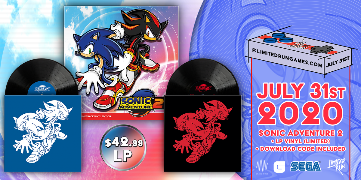 LimitedRunGames's tweet photo. Looking for a great video game soundtrack on vinyl? All you have to do is Open Your Heart...

We're partnering with @BraveWaveMusic to release the soundtracks for Sonic Adventure 1 &amp; 2 on vinyl. Thirty-day pre-orders open this Friday, July 31 at 10a ET on https://t.co/5Lksol4sqo! https://t.co/0acbOATThn