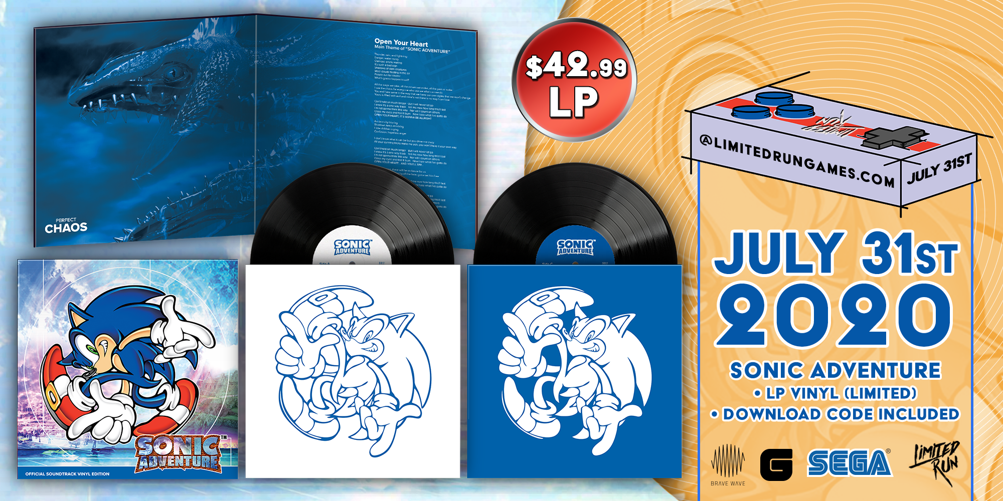 SONIC ADVENTURE2 OFFICIAL SOUNDTRACKレコード Jun Senoue, Kenichi Tokoi, Fumie Kumatani, Tomoya Ohtani