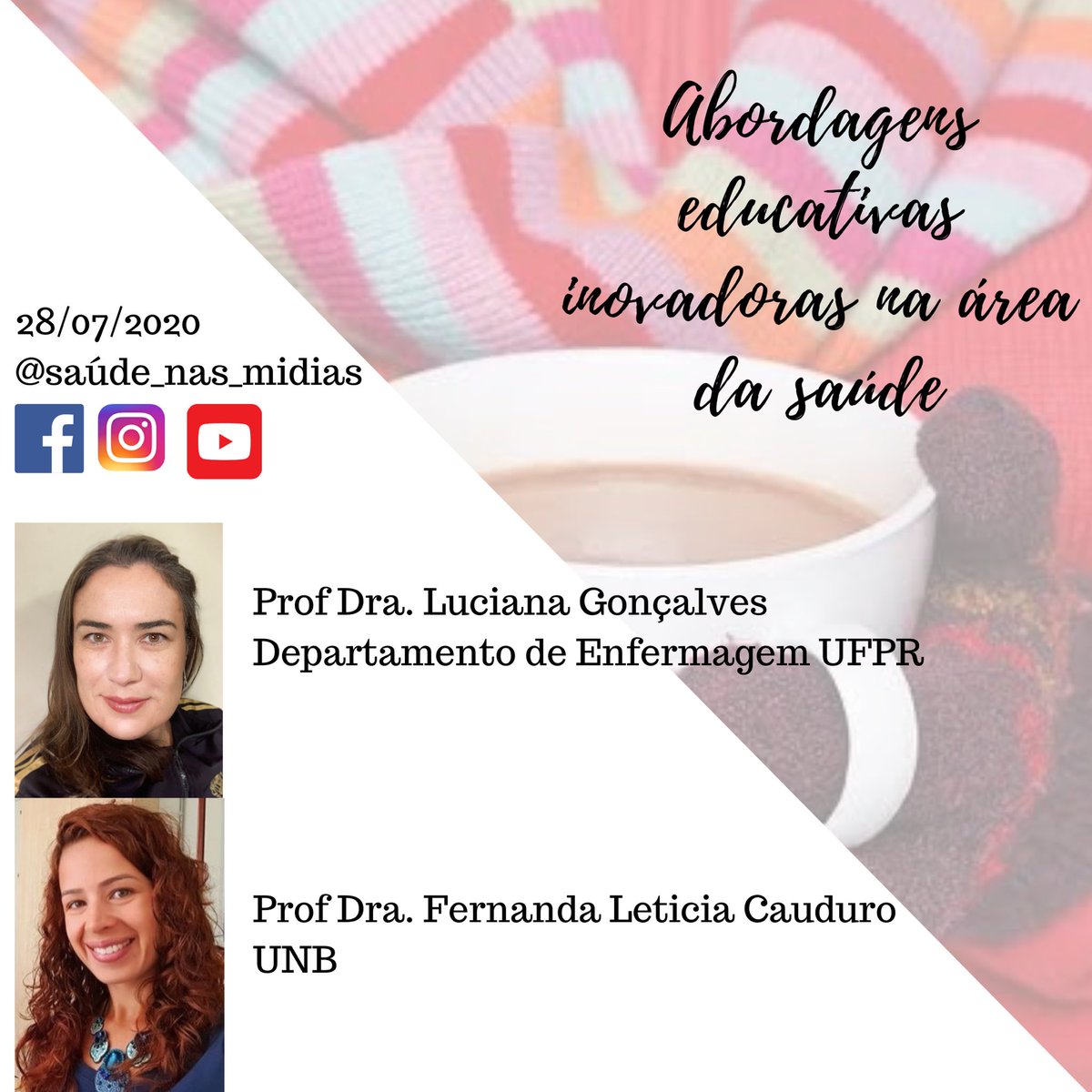 saudemidiasUFPR's tweet image. Amanhã 28/7 às 17h, o bate papo ao vivo será Imperdível com Prof. Dra Fernanda Letícia Cauduro, egressa da graduação da UFPR, da Pós Graduação da USP e Docente da UNB!
#guardeadata #savethedate 
No Instagram @saude_nas_midias