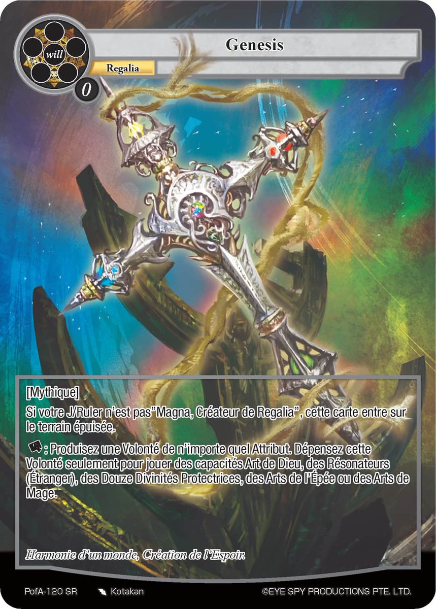 JetsetSensei's tweet photo. Magna reviens avec une regalia a 0 !!! Sont Chant semble si fun ! Il y a forcément une combo à faire avec.
#Fow #fowtcg #tcg #spoiler #AliceOrigin https://t.co/7mac3pZioE