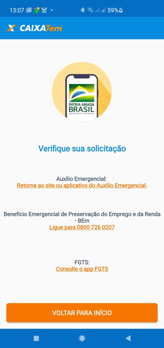 Carolin48309972's tweet photo. @auxilio_avaliac @Caixa @jairbolsonaro @dataprev @MinCidadania O meu tb esta assim porém não consigo mais entrar no caixa tem aparece essa imagem https://t.co/YbZeF26xnE