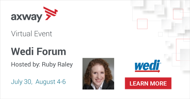 mmmorganax's tweet photo. The #WEDI Forum takes place virtually August 4-6, 2020. Hear from our very own @ruby_raley on August 4th and don't miss @Axway's Tech Showcase on August 5. https://t.co/NbngDTYwbc https://t.co/k0qCygu20w