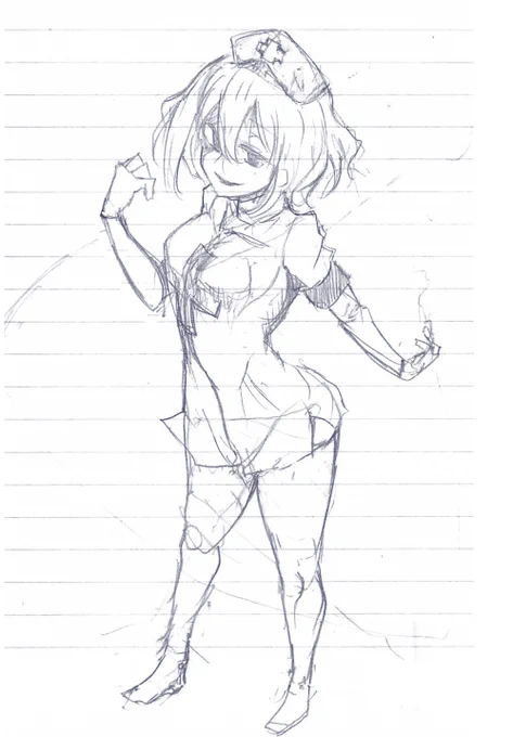 深夜は新キャラ予定ガールをアナログで落書きするのが趣味 