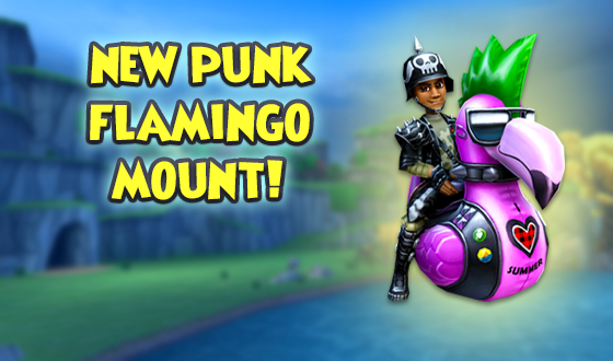 Wizard101's tweet photo. Be a true rebel with your very own inflatable pink ride! 🦩

The brand new Punk Flamingo Mount is now available in the Crown Shop! This too-cool-for-school bird might not have any feathers, but it’s ready to rock and roll on even the most hardcore adventures. #Wizard101 https://t.co/FBl2RIxiq7