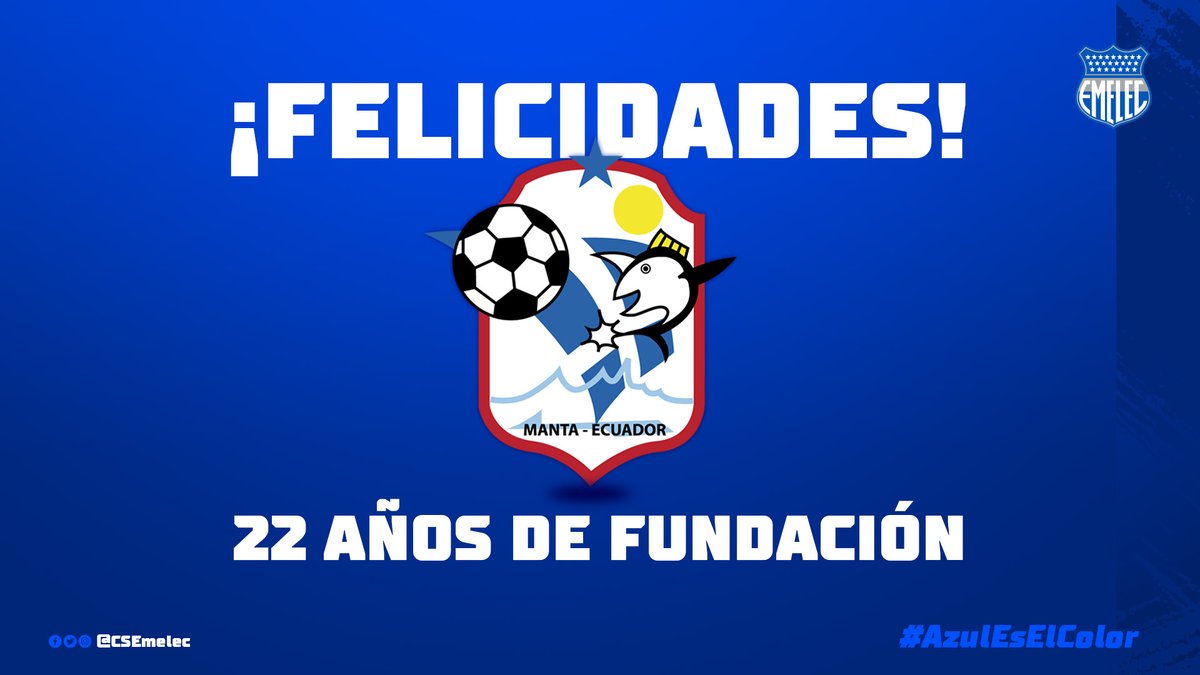 ¡Felicidades <a href="/MantaFutbolClub/">Manta Futbol Club</a> por sus 22 años de fundación! 🤝⚽
