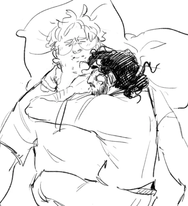 a little thing based on @ehlihr 's recent doodle and an idea of jon being an unwakeable yet very clingy sleeper, + a bit of long suffering martin 