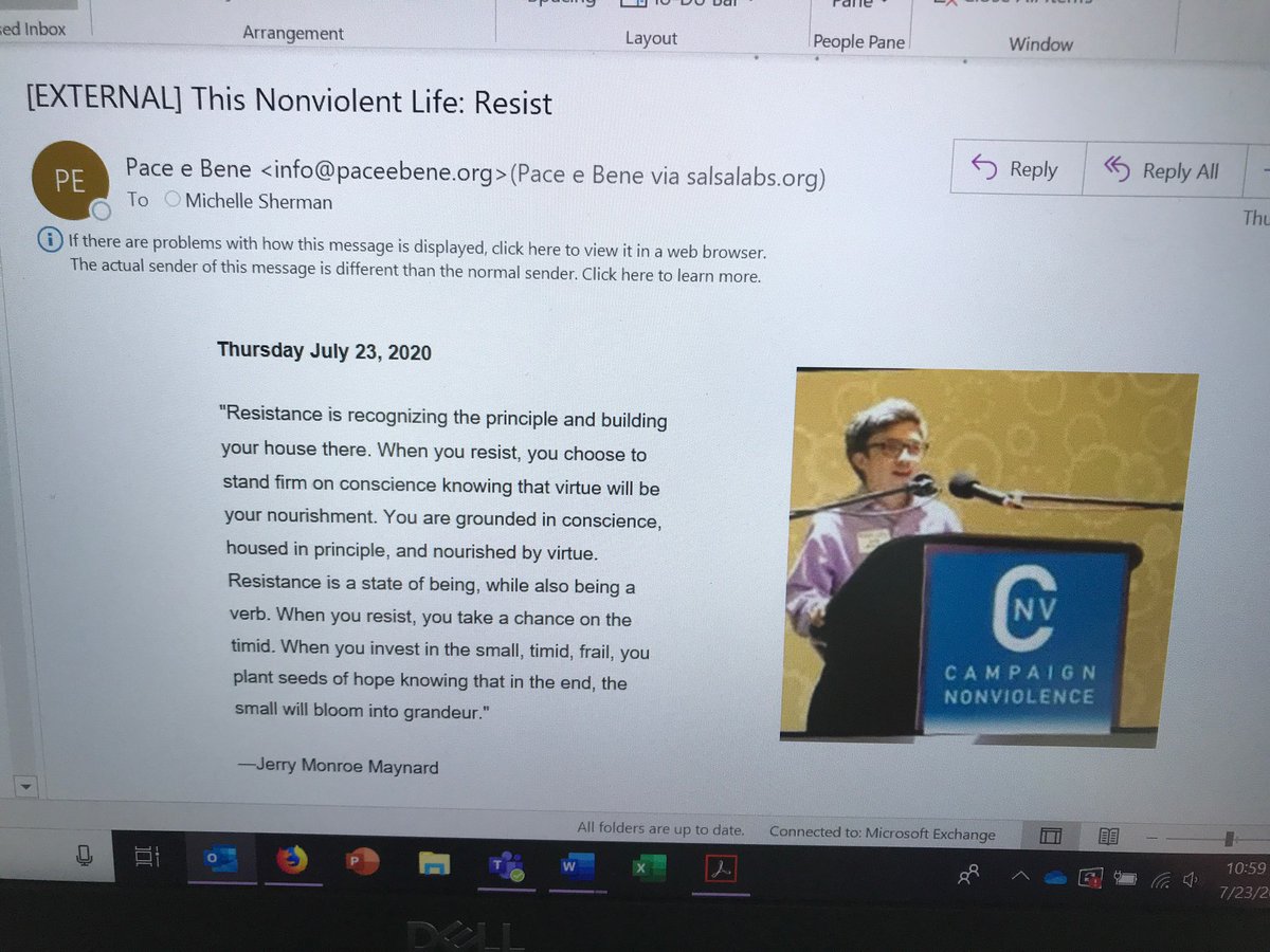 thepplspriest's tweet photo. It was cool being featured in @PaceeBeneOrg daily “This Nonviolent Life” email quote 😊❤️ This quote was from a podcast interview I did (I think) or it might’ve been from an essay I wrote...I can’t remember...I need to look it up lol. #WagePeace #PracticeNonviolence @CNVhouston1 https://t.co/bGHUUDlmZn