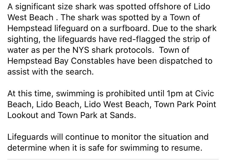 Town of Hempstead (@hempsteadtown) on Twitter photo 🚨Shark Spotting Alert🚨 🚨Shark Spotting Alert🚨