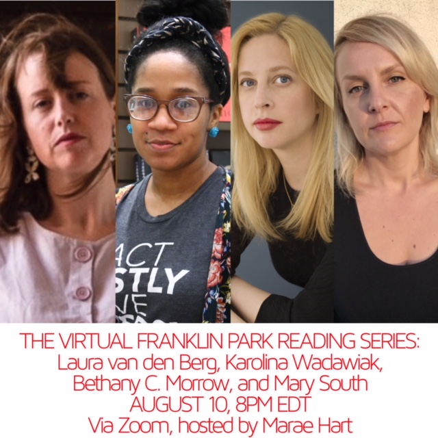 PeninaRoth's tweet photo. MONDAY, AUGUST 10, 8-9PM: Join us at the Virtual @FranklinParkBK Reading Series for our Powerhouse Women Night, featuring stellar authors @Lvandenberg, @believekarolina, @BCMorrow, and @marysouth! Via Zoom, register here: https://t.co/5BLEvNYrl6 https://t.co/GjrVPwfdqE