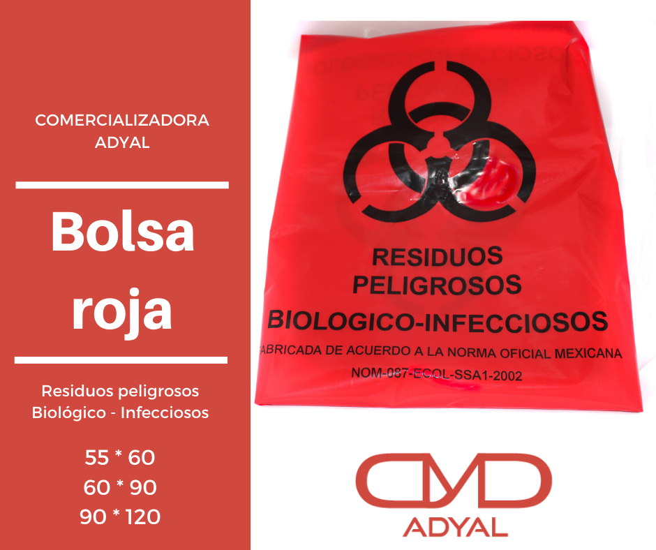 Comercializadora ADYAL Twitter: "Bolsa roja☣ Residuos peligrosos - Infecciosos 55 * 60 60 * 90 90 * 120 #ComercializadoraAdyal #CatalogoDeProductos #Salud https://t.co/QDjaAaTOVB" / Twitter