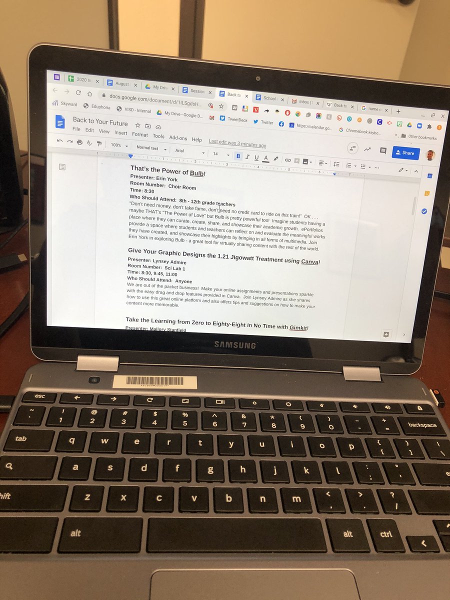 JJVandal's tweet image. It’s hard to plan your #BackToTheFuture themed #edtech inservice without listening to @HueyLewisNews! #VanEdTech