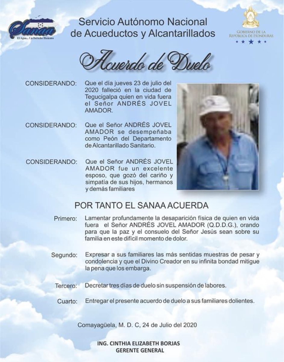 SANAAHN's tweet photo. El Servicio Autónomo Nacional de Acueductos y Alcantarillado (SANAA), lamenta profundamente el fallecimiento de los compañeros. Q.D.D.G.🙏 https://t.co/2gsRYxh0n8