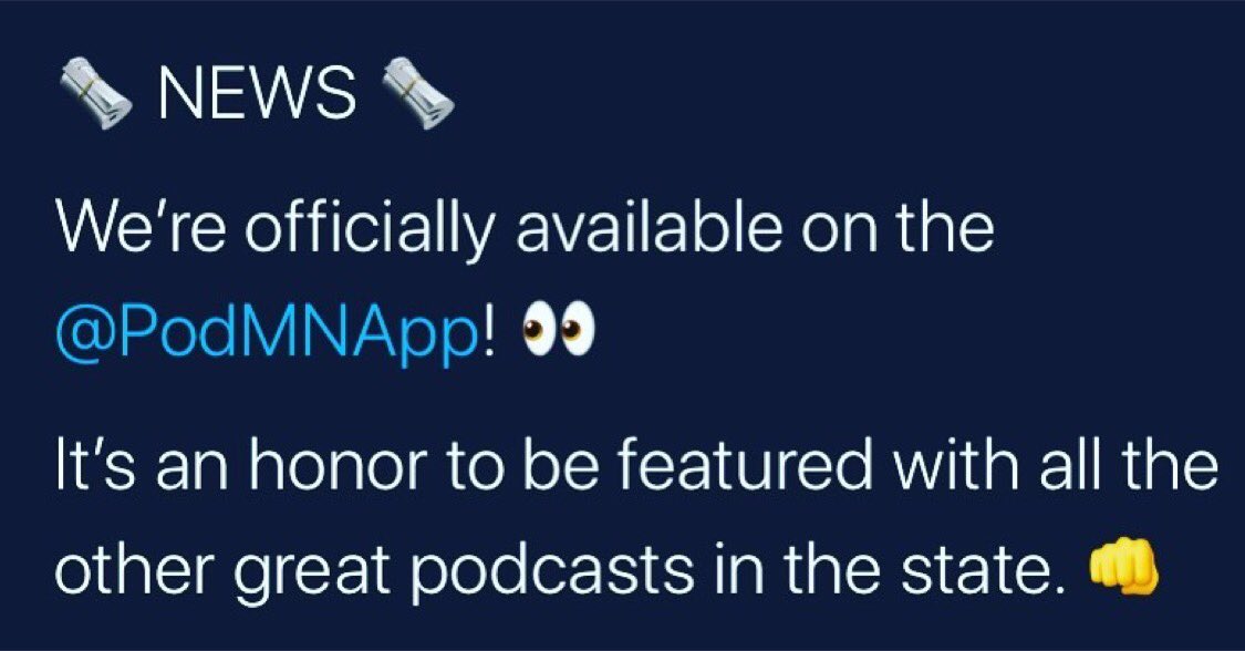 PodMNApp's tweet photo. Welcome to the #PodMN family, @10kpitches! 😁 https://t.co/l7F7uzPTk8