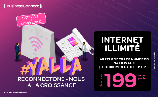 inwi's tweet photo. Vous voulez améliorer votre productivité et assurer une meilleure expérience Double Play à petit prix? Découvrez la gamme complète de #Business_Connect_4G de #inwi_Business qui vous accompagne dans la croissance de votre activité.
#YALLA #internet_illimité #satisfait_remboursé https://t.co/xQG4RaCgFs