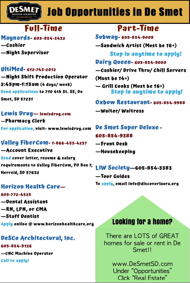 DeSmetDev's tweet photo. Looks like it's going to be a beautiful week in De Smet! Make sure to check out the new #Jobs #JobsInSD #SDJobs https://t.co/09W9ALTQbx