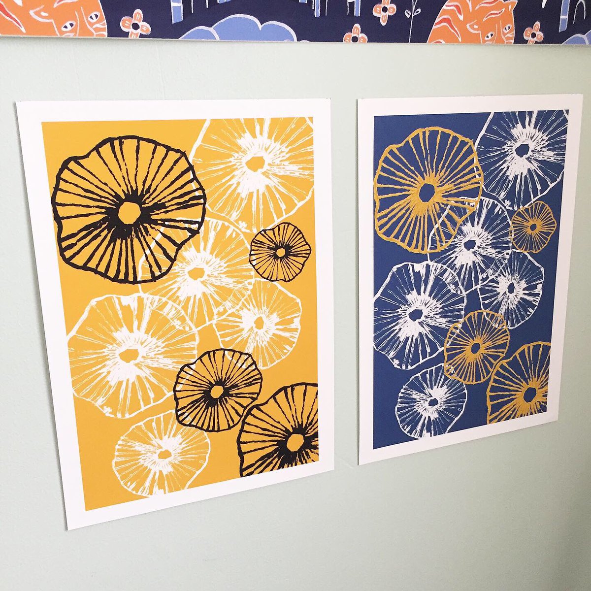 New giclee art print in my store! Bright and cheerful mushroom inspired stencil print! A5 and A4 available. Link in bio. #colourfulart #fillyourhomewithart