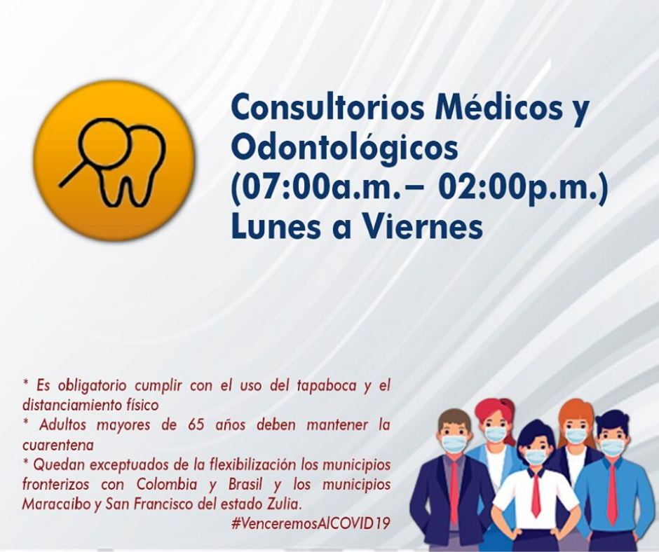 mippci_ven's tweet photo. 🗣️ ¡𝐓𝐨𝐦𝐚 𝐍𝐨𝐭𝐚!✍️🇻🇪

Flexibilización de horarios en Sectores Económicos:

Lunes a Viernes
⚕️🦷 Consultorios Médicos y Odontológicos de 7am a 2pm.
#LaSaludEsPrimero https://t.co/2jKPNksnxG