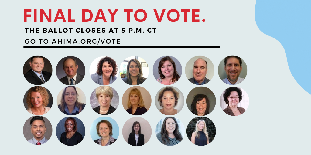 AHIMAResources's tweet photo. Members, help guide the future of health information. Go to https://t.co/DH0WNY9dKz. #AHIMAVotes https://t.co/trUdvwCblq