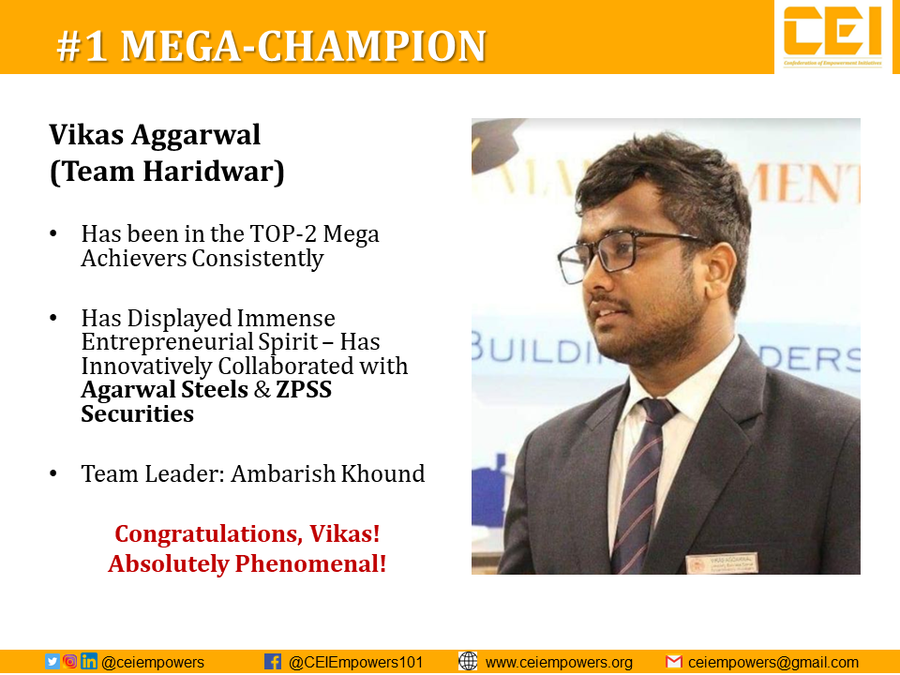 BhaijiShri's tweet photo. Vikas Aggarwal, the Top Mega-Achievers of #CEI_LiveProject is a born entrepreneur. He brought in two extremely valued collaborations in support of various Socio-Economic Empowerment Initiatives of 
@CEIempowers  across India. His Selfless dedication is highly appreciated. https://t.co/uBJ8wkKDRA