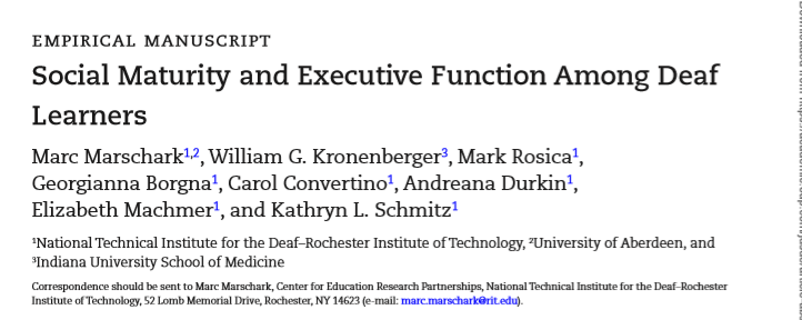 Consider Social Maturity and Executive Function among Deaf Learners by Marschark et al. (2017). They report that LOL signing deaf people are like, so immature and stuff and have thinking problems. Because signing.