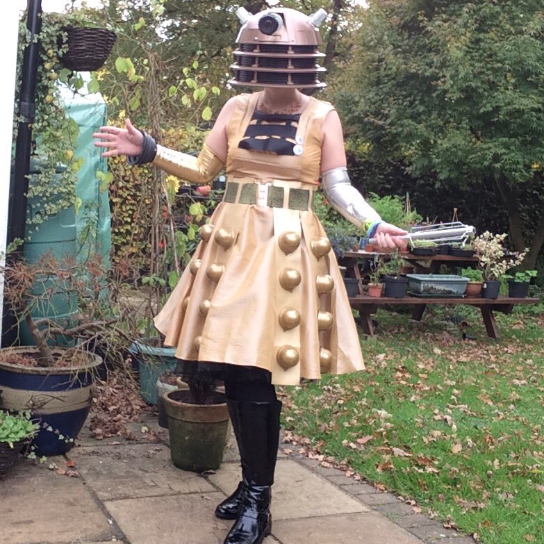 DressFor_ME's tweet photo. @DanBarratt @Invest_in_ME @ChinbeardBooks Dan, seeing your Dalek banner, you may enjoy my #DressForME charity challenge for @Invest_in_ME where I spent the day dressed as a Dalek!  :D

I’m working on a Tardis &amp; 4th Doctor outfits for next year. 
https://t.co/DXChZpcXCl https://t.co/4IU7uGUolC