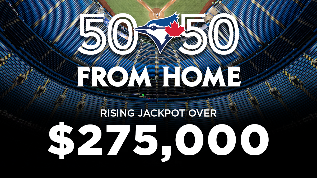 JaysCare's tweet photo. The first 50/50 From Home jackpot is approaching $300k! 🔥

Don't miss your chance to win big: https://t.co/5chwqupEdT https://t.co/5CldCvJgle