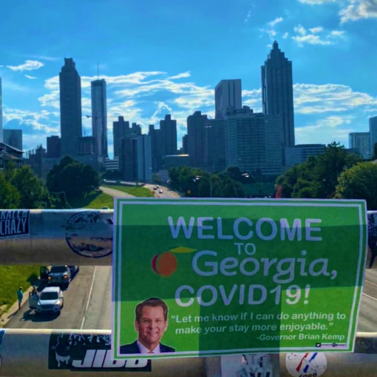 TheGoodLiars's tweet image. “Welcome to Georgia, Covid19!” signs are up in Atlanta.