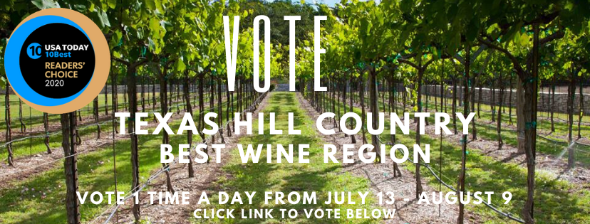 We are excited to announce the Texas Hill Country has been nominated for USA TODAY 10Best Readers' Choice 2020 Best Wine Region and we need your VOTE! Follow the link below to vote!
.
.
https://www.pst.cr/A52oV